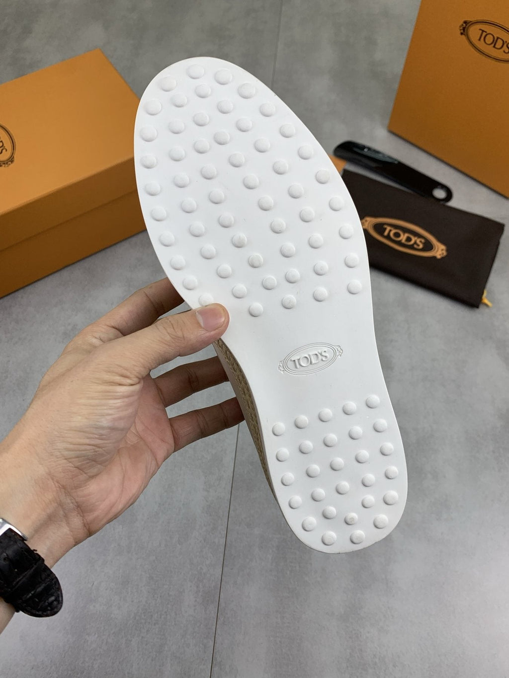 TOD'S Raffia-Trim Driving Loafers — back