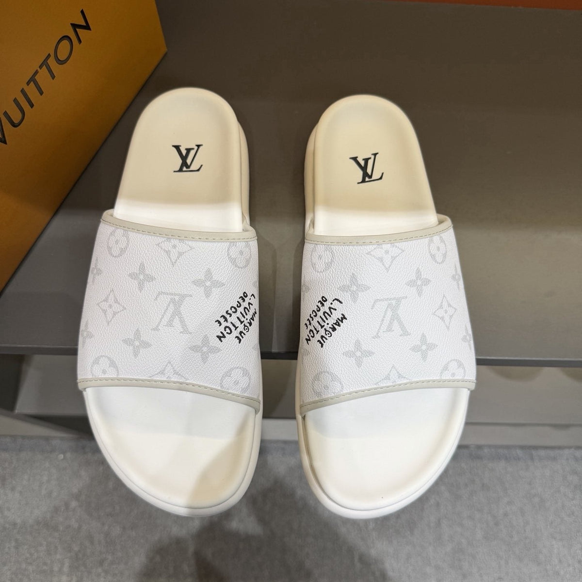 Louis Vuitton Monogram Pattern Slide Sandals — front