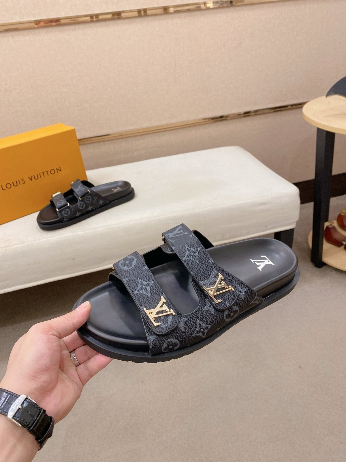 Louis Vuitton Double-Strap Slide Sandals — front