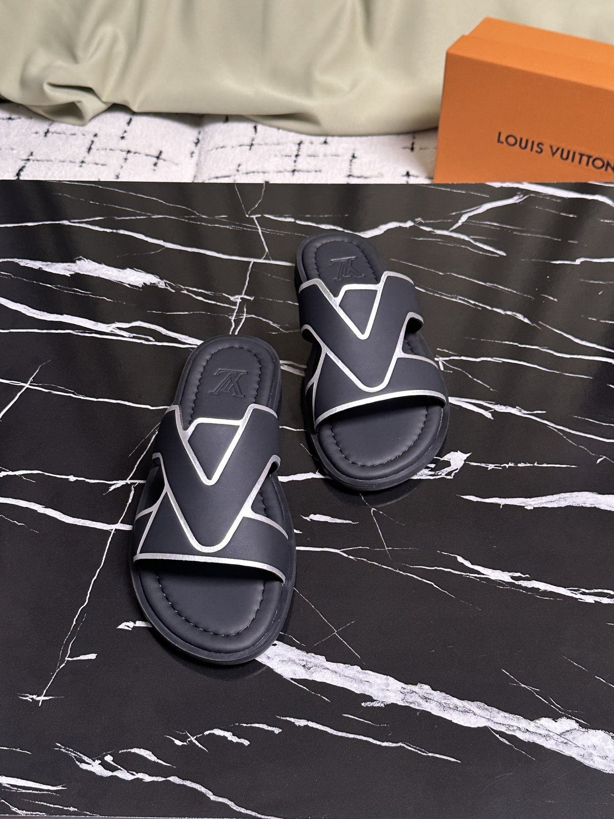 Louis Vuitton V-Detail Slide Sandals — front