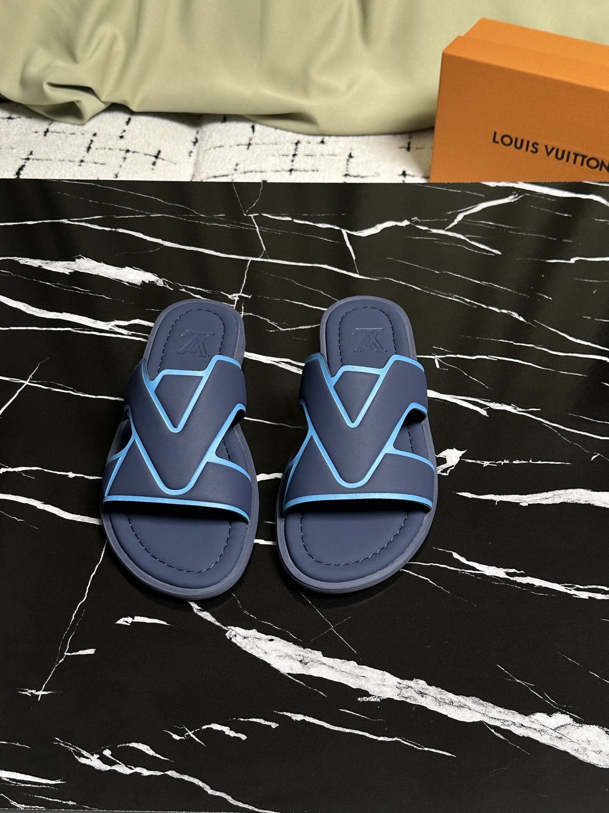 Louis Vuitton V-Detail Slide Sandals — front
