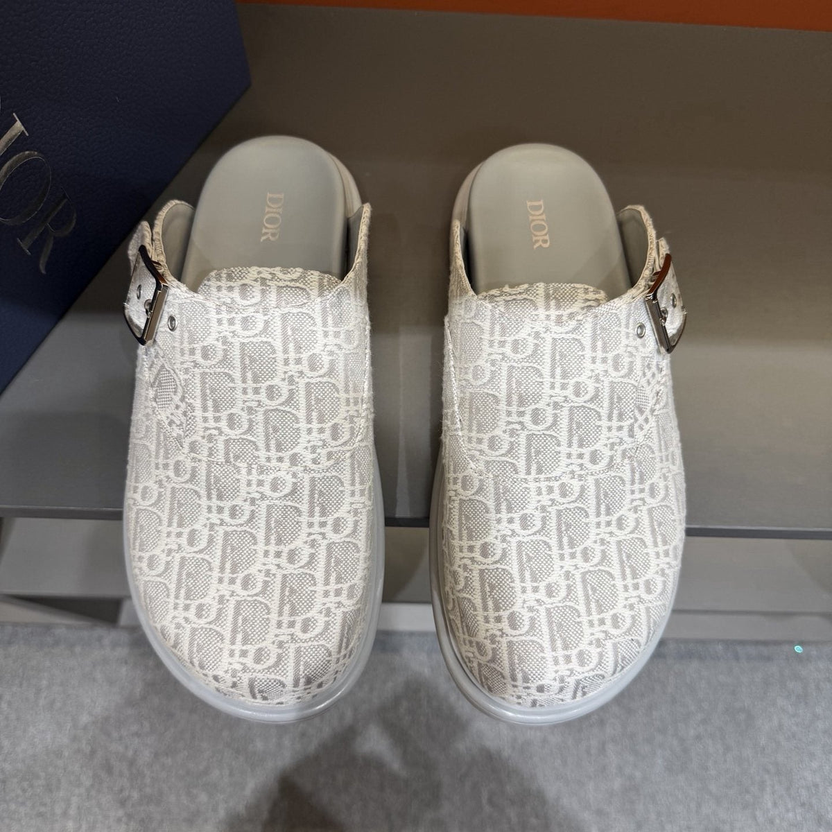Dior Monogram Buckle Mule Shoes — front