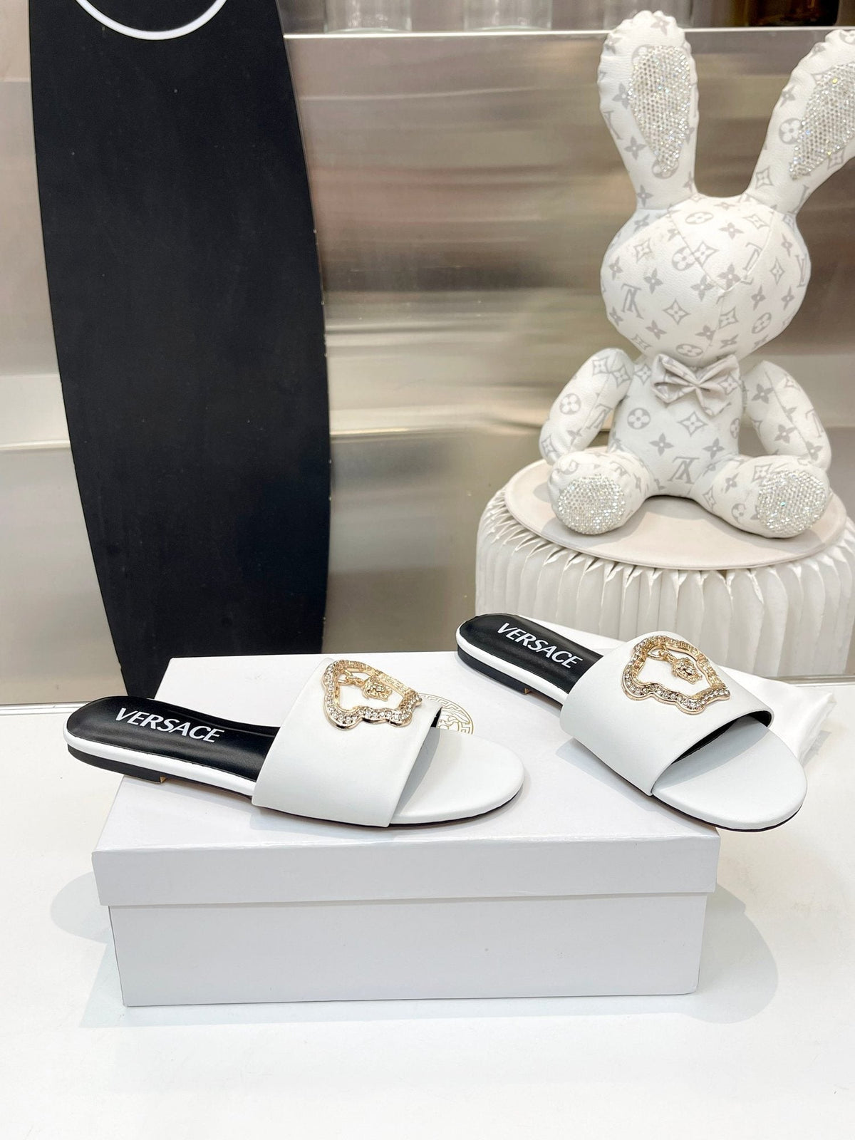 Versace Emblem Slide Sandals — hero