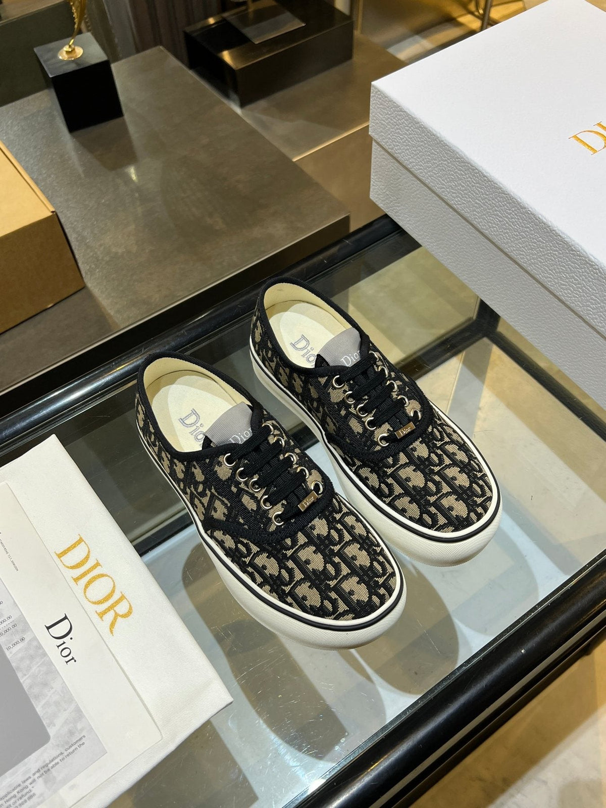 Dior Embroidered Floral Low-Top Sneakers — front
