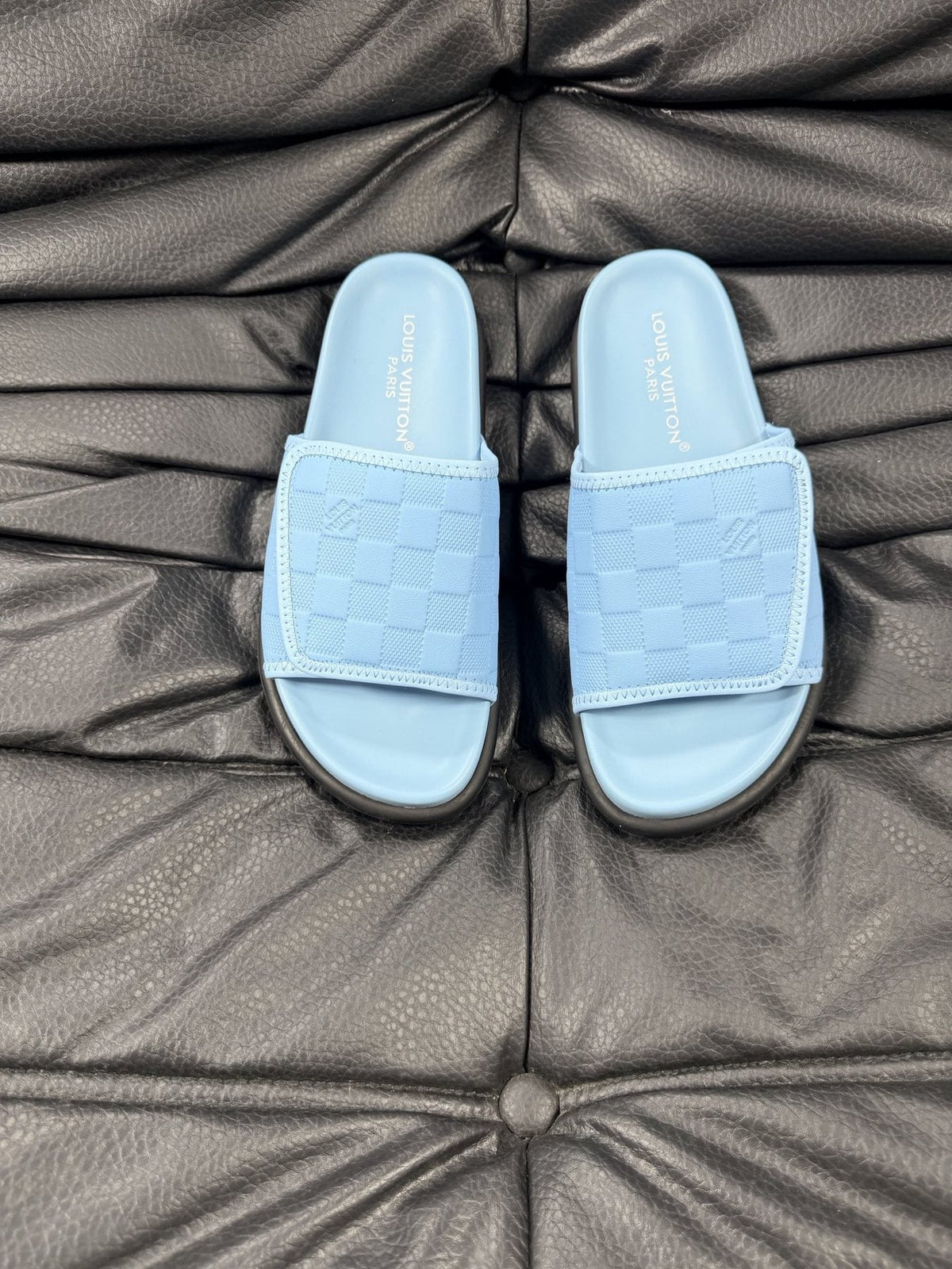 Louis Vuitton Woven Strap Slide Sandals — front