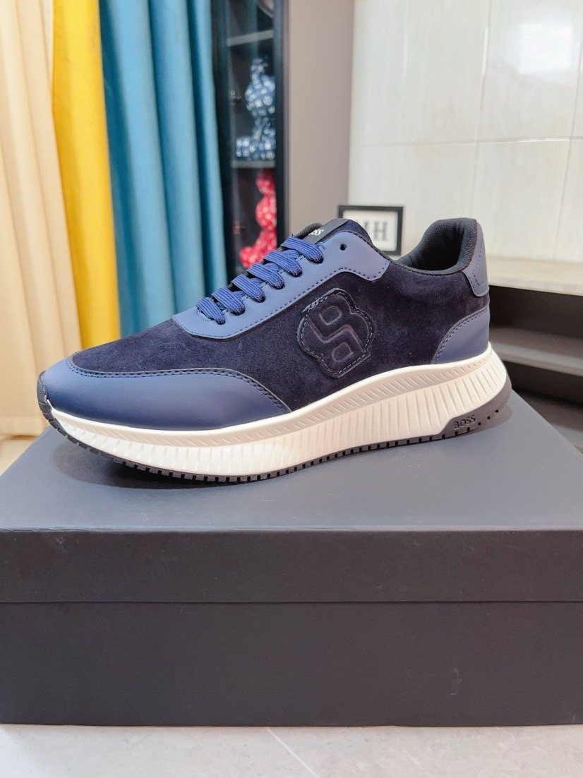 BOSS Olive Green Low-Top Sneakers — front