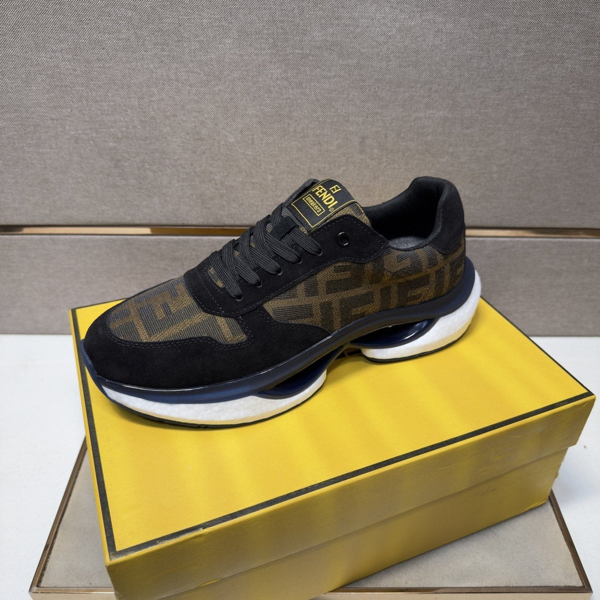 Fendi Monogram Panel Low-Top Sneakers — front
