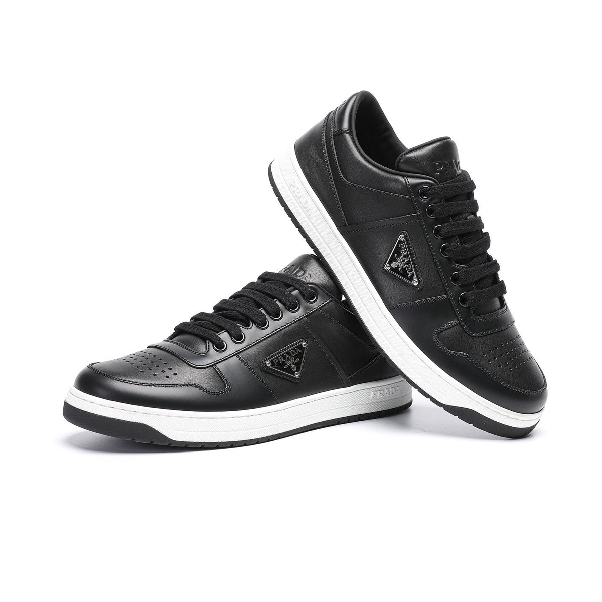Prada Triangle Plaque Low-Top Sneakers — front