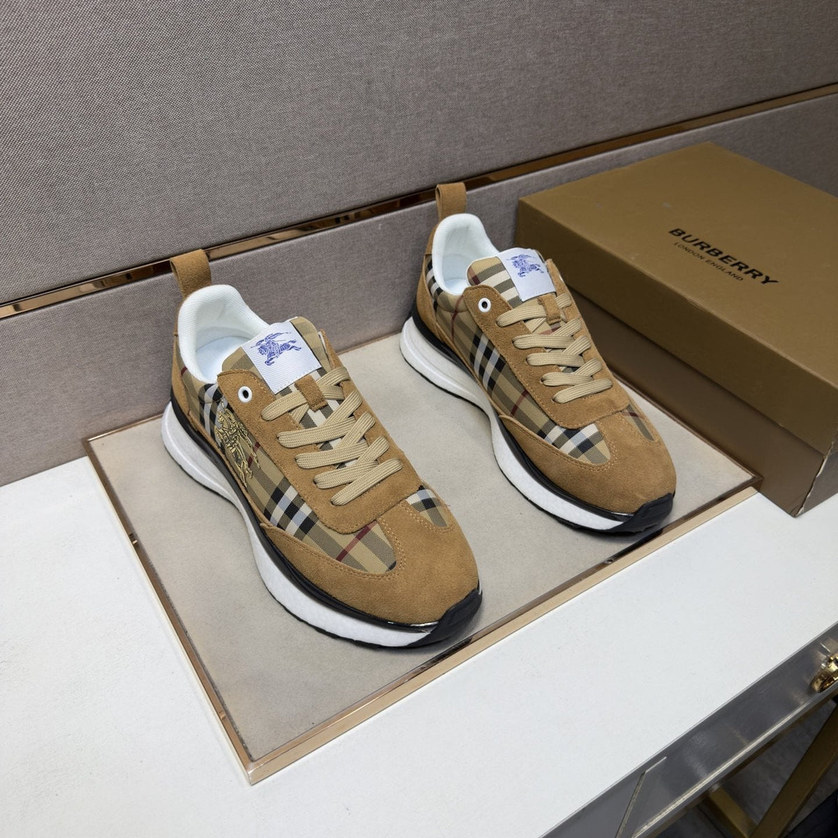 Burberry Plaid Panel Sneakers — front