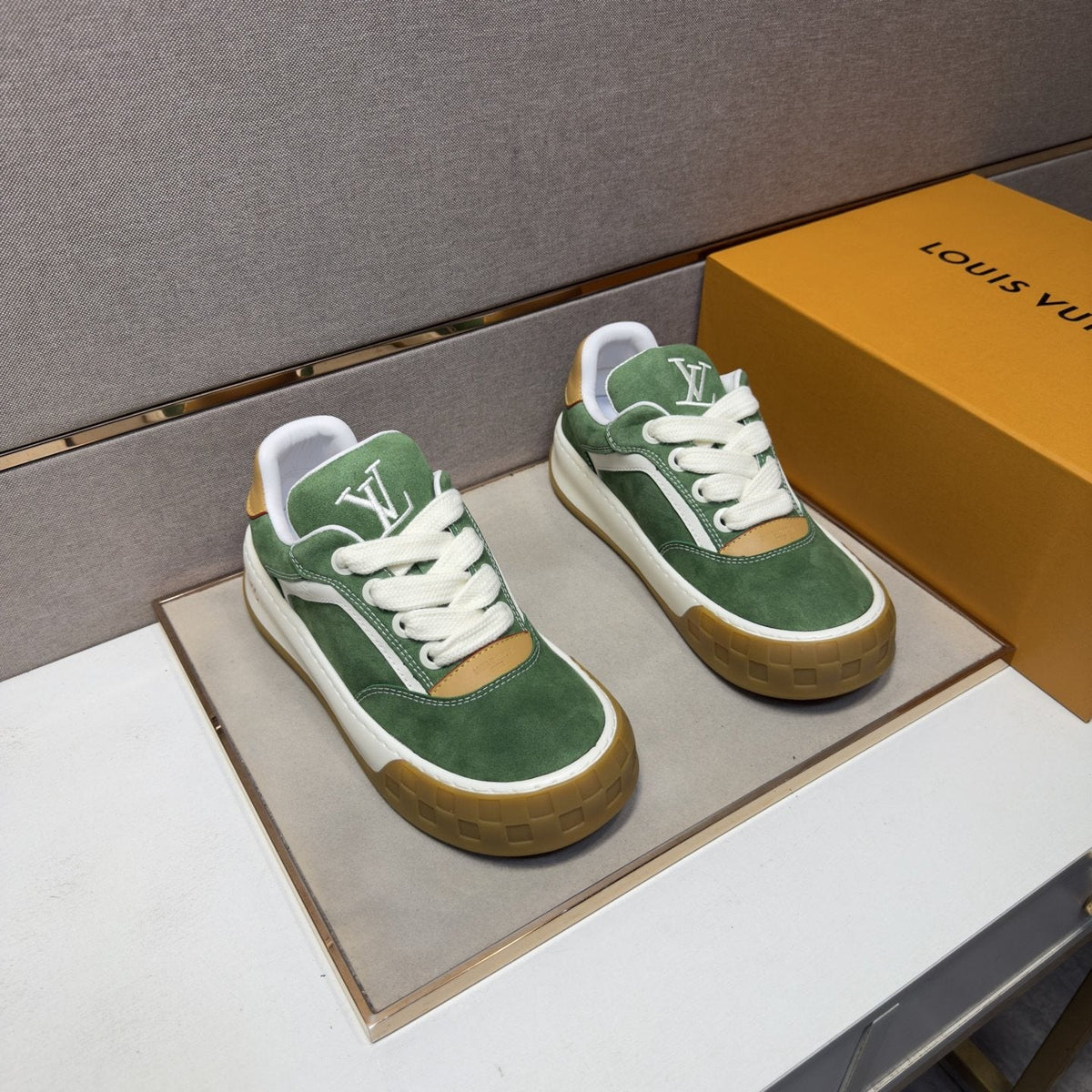 Louis Vuitton Panelled Gum Sole Sneakers — front