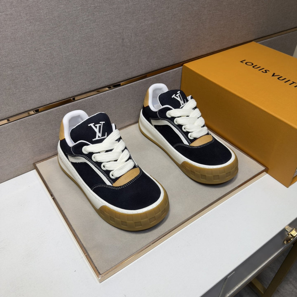 Louis Vuitton Panelled Gum Sole Sneakers — front
