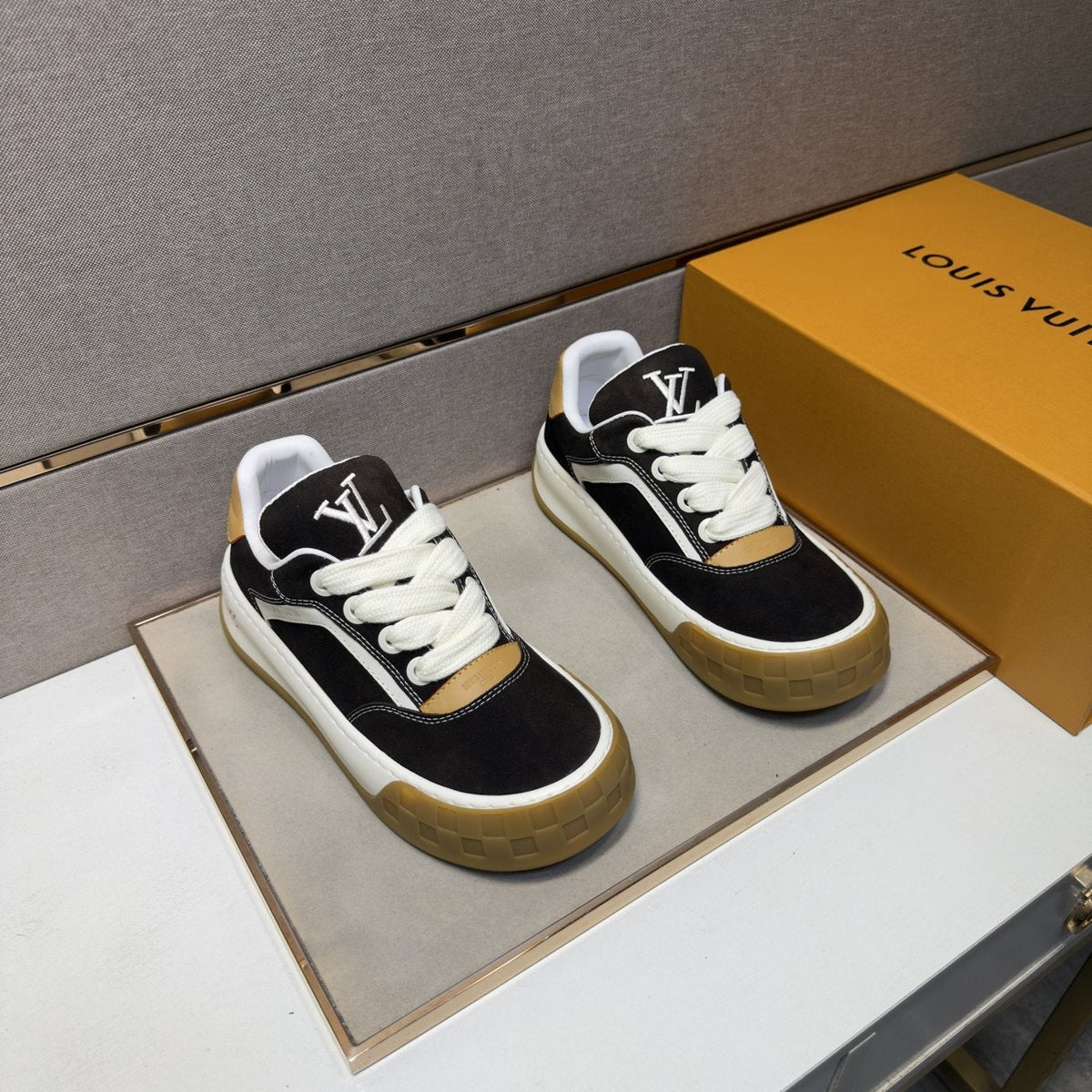 Louis Vuitton Panelled Gum Sole Sneakers — front