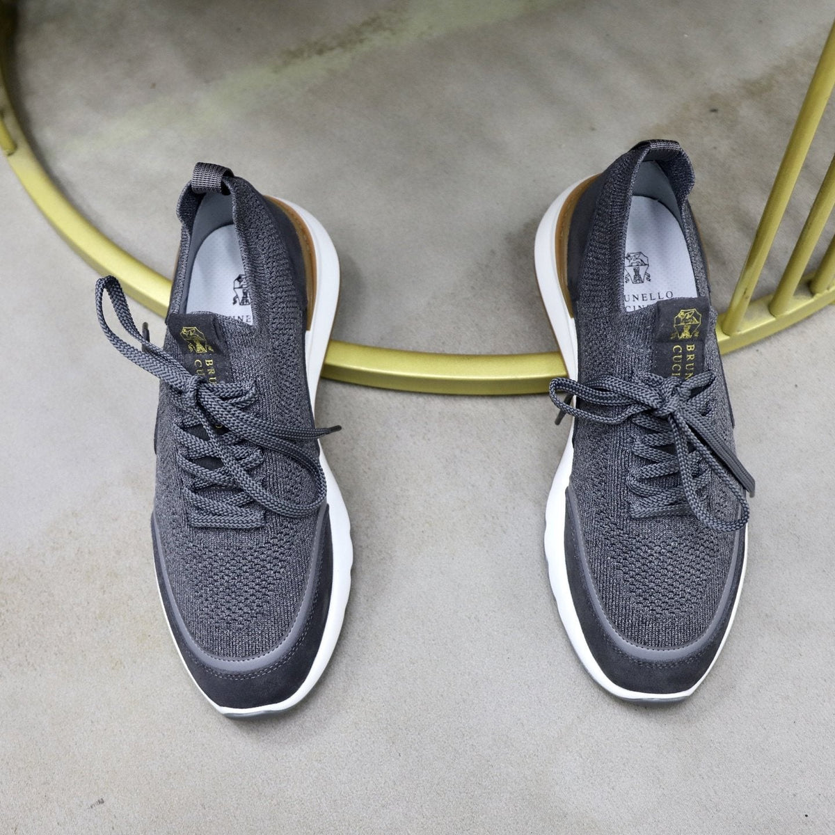 Brunello Cucinelli Knit Low-Top Sneakers — front