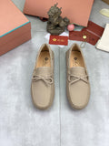 Loro Piana Beige Bow Moccasin Loafers — hero