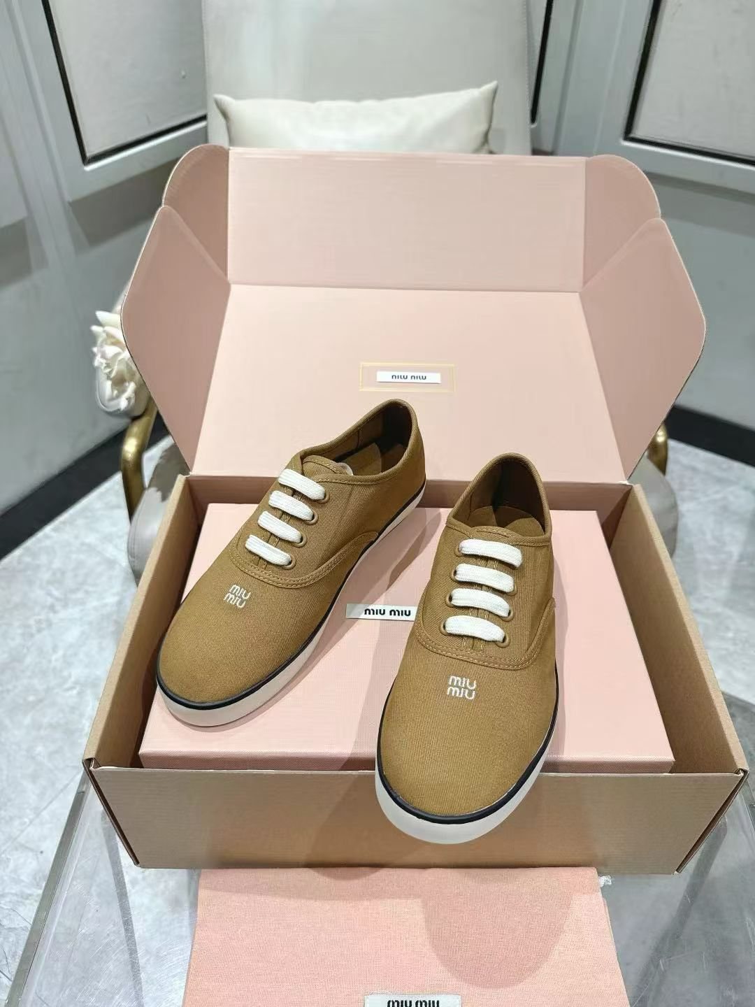 Miu Miu Low-Top Canvas Sneakers — front