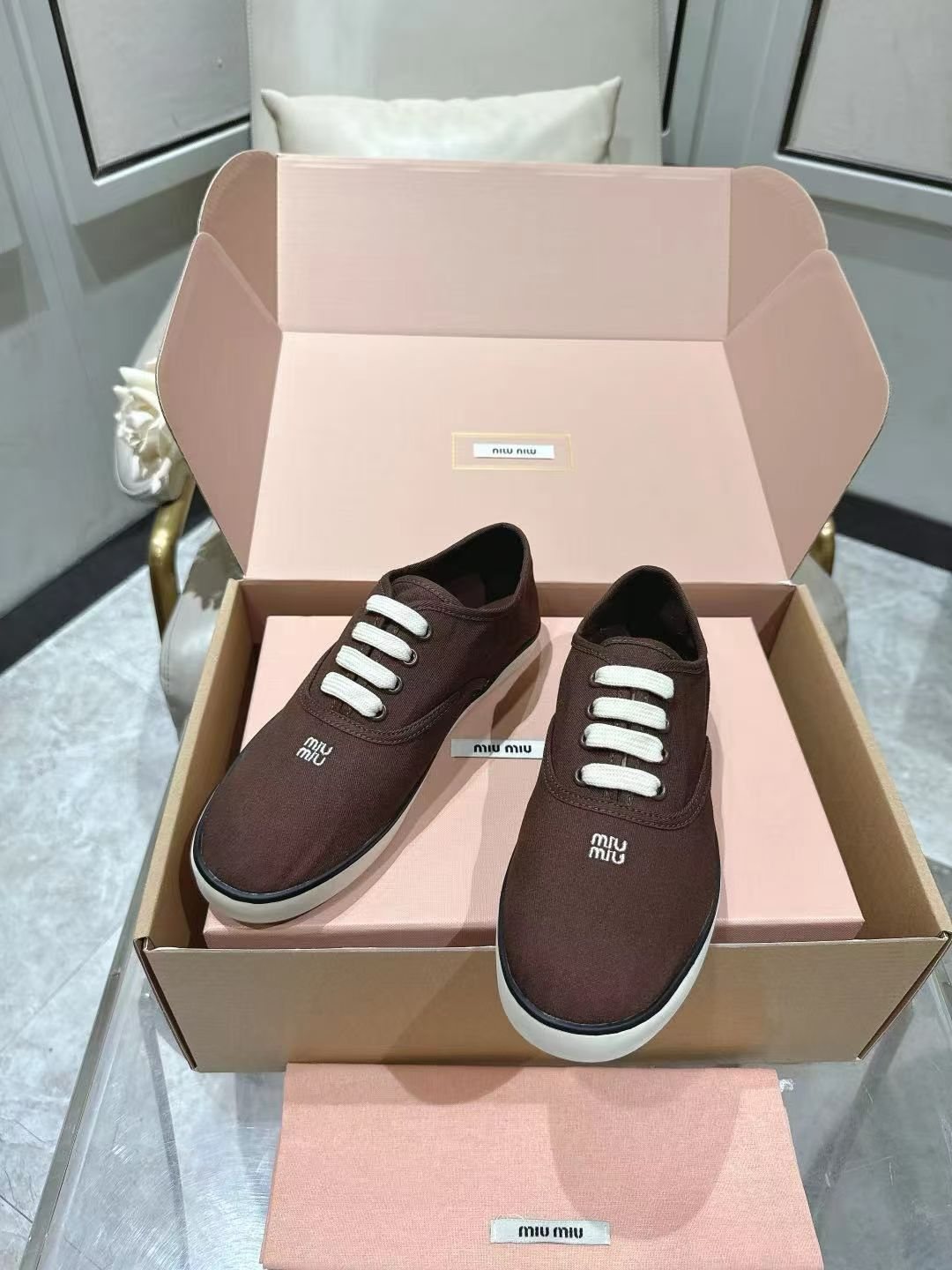 Miu Miu Low-Top Canvas Sneakers — front