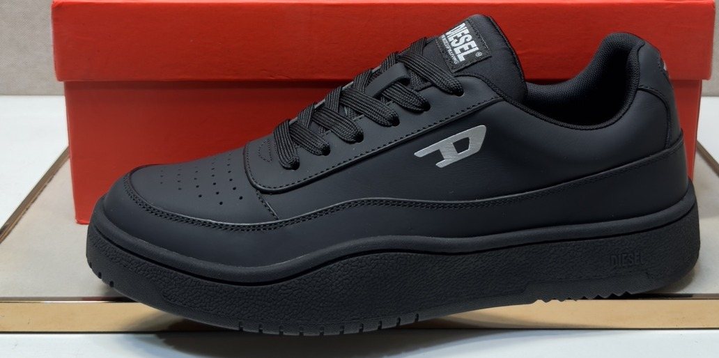 Diesel White Perforated Low-Top Sneakers — front