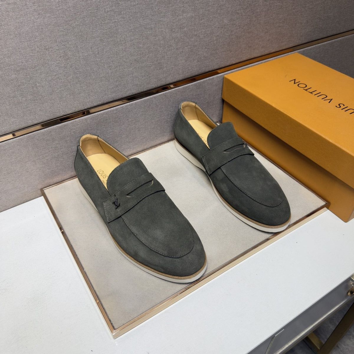Louis Vuitton Men's Vamp-Strap Loafers — front