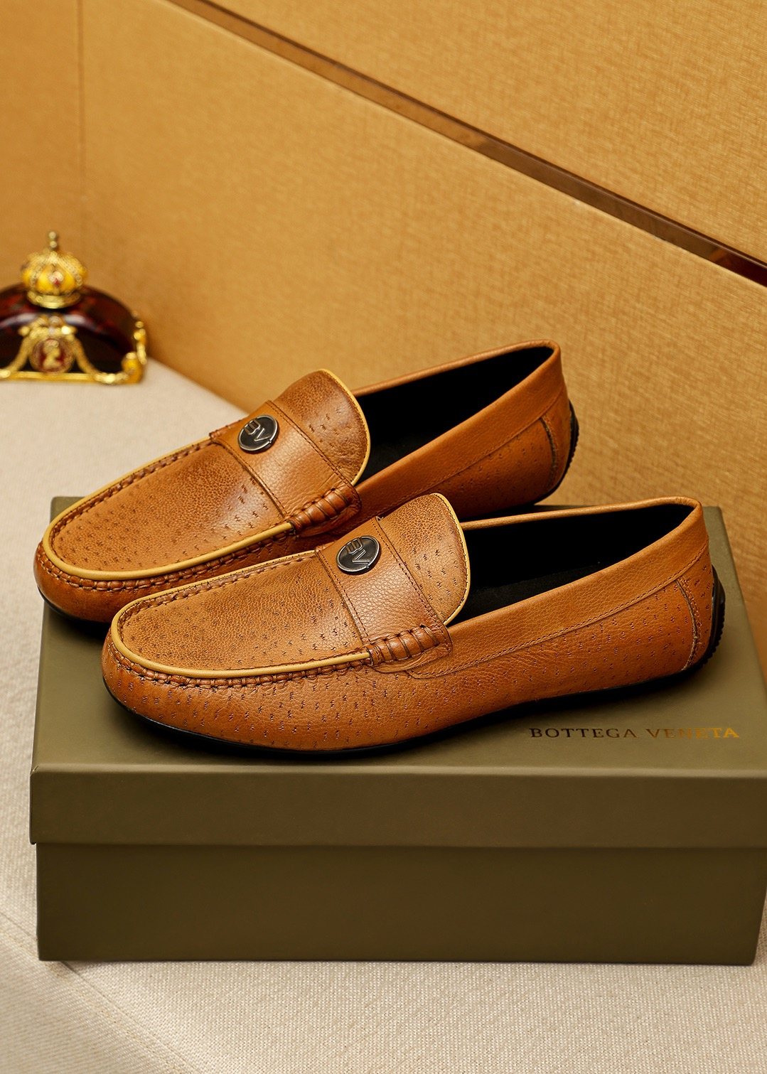 Bottega Veneta Perforated Driving Loafers — front