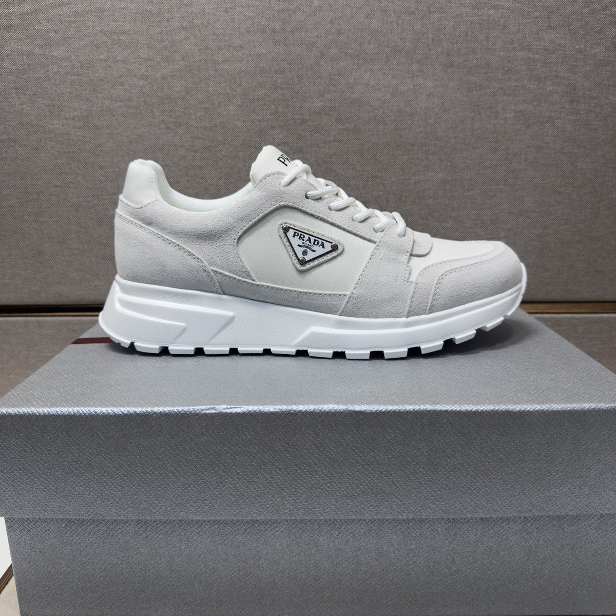 Prada Gray Panel Sneakers — front