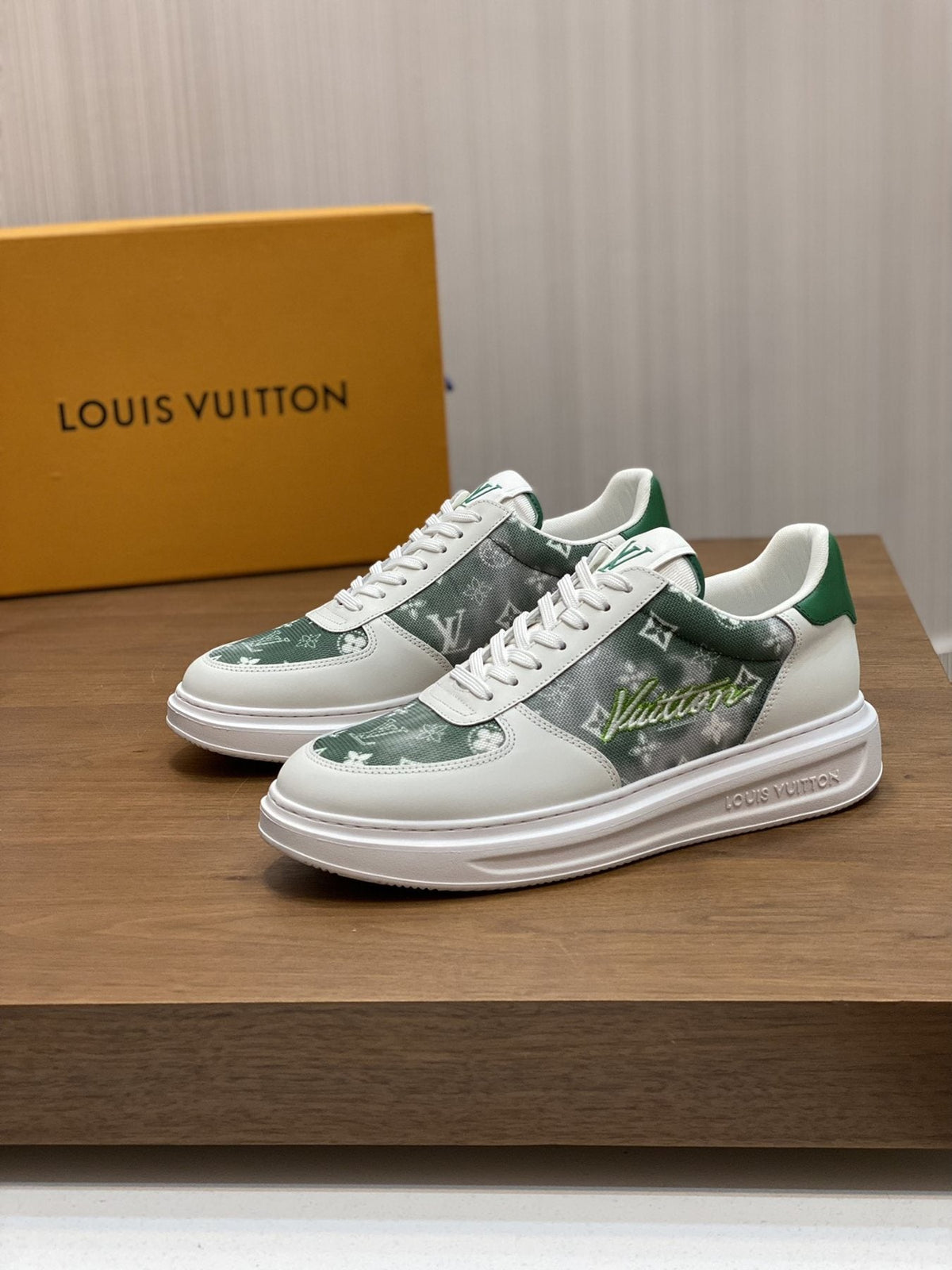 Louis Vuitton Navy Monogram Low-Top Sneakers — front