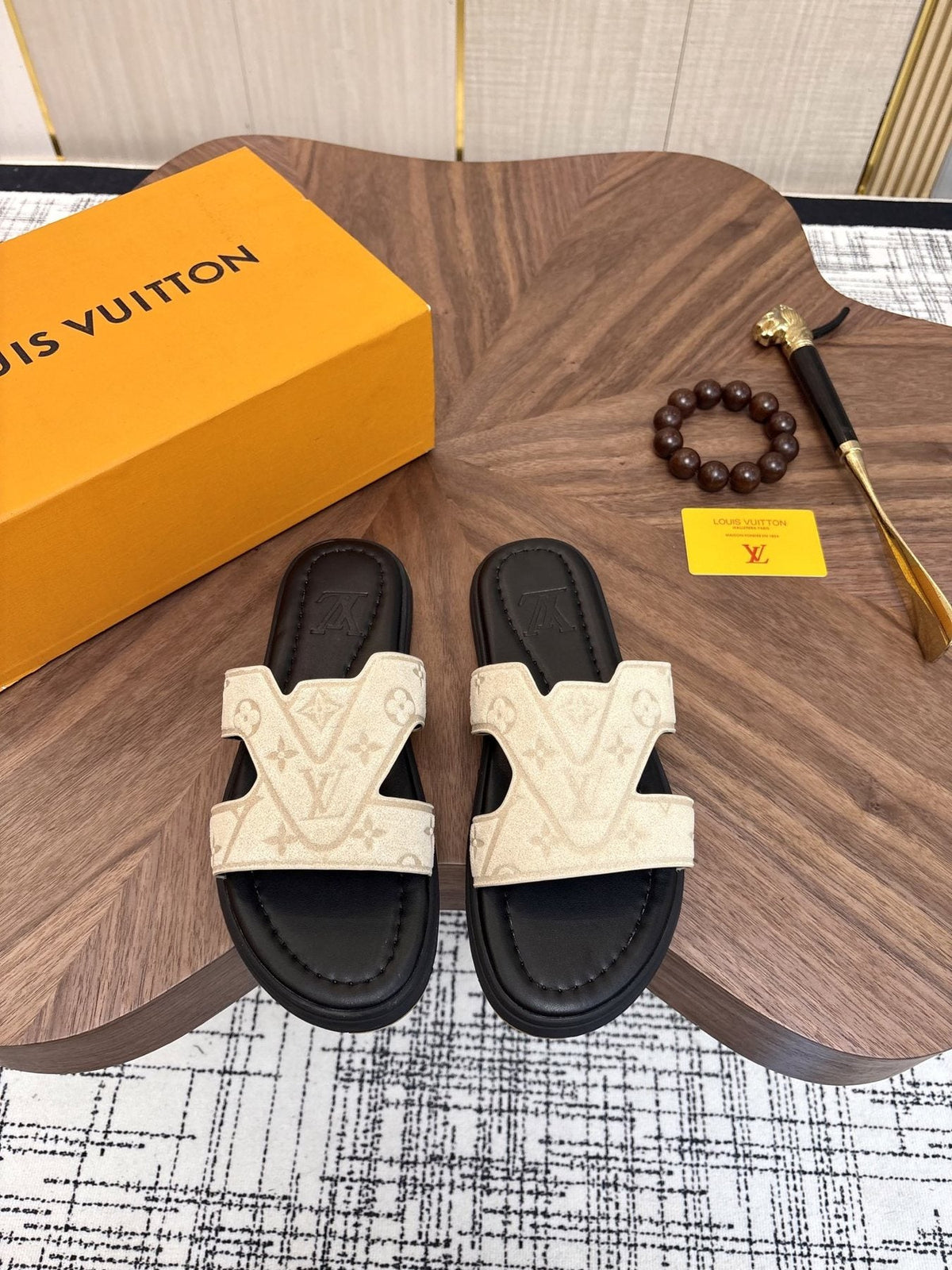 Louis Vuitton Monogram Slide Sandals — front