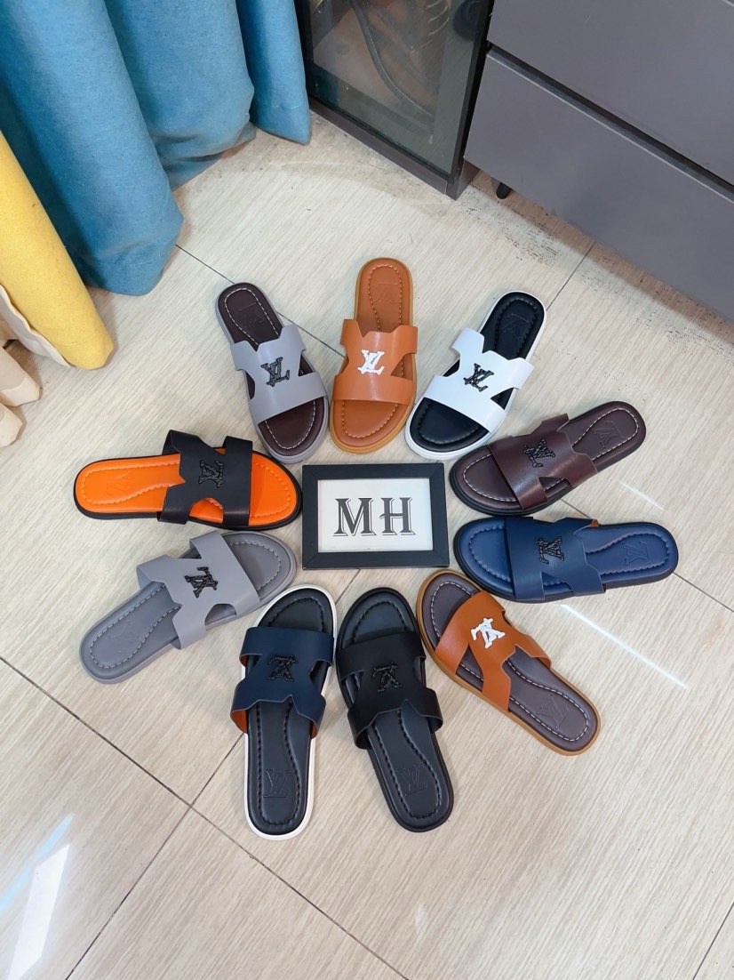 Louis Vuitton Embossed Strap Slide Sandals — hero