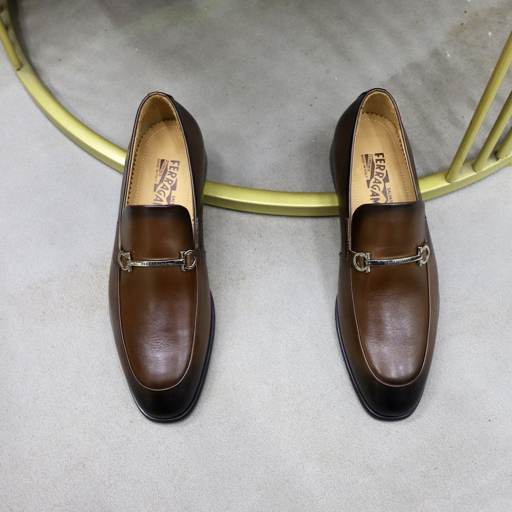 Salvatore Ferragamo Leather Hardware Loafers — front