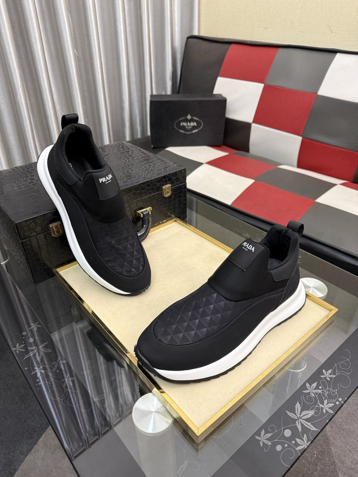 Prada Textured Slip-On Sneakers — front