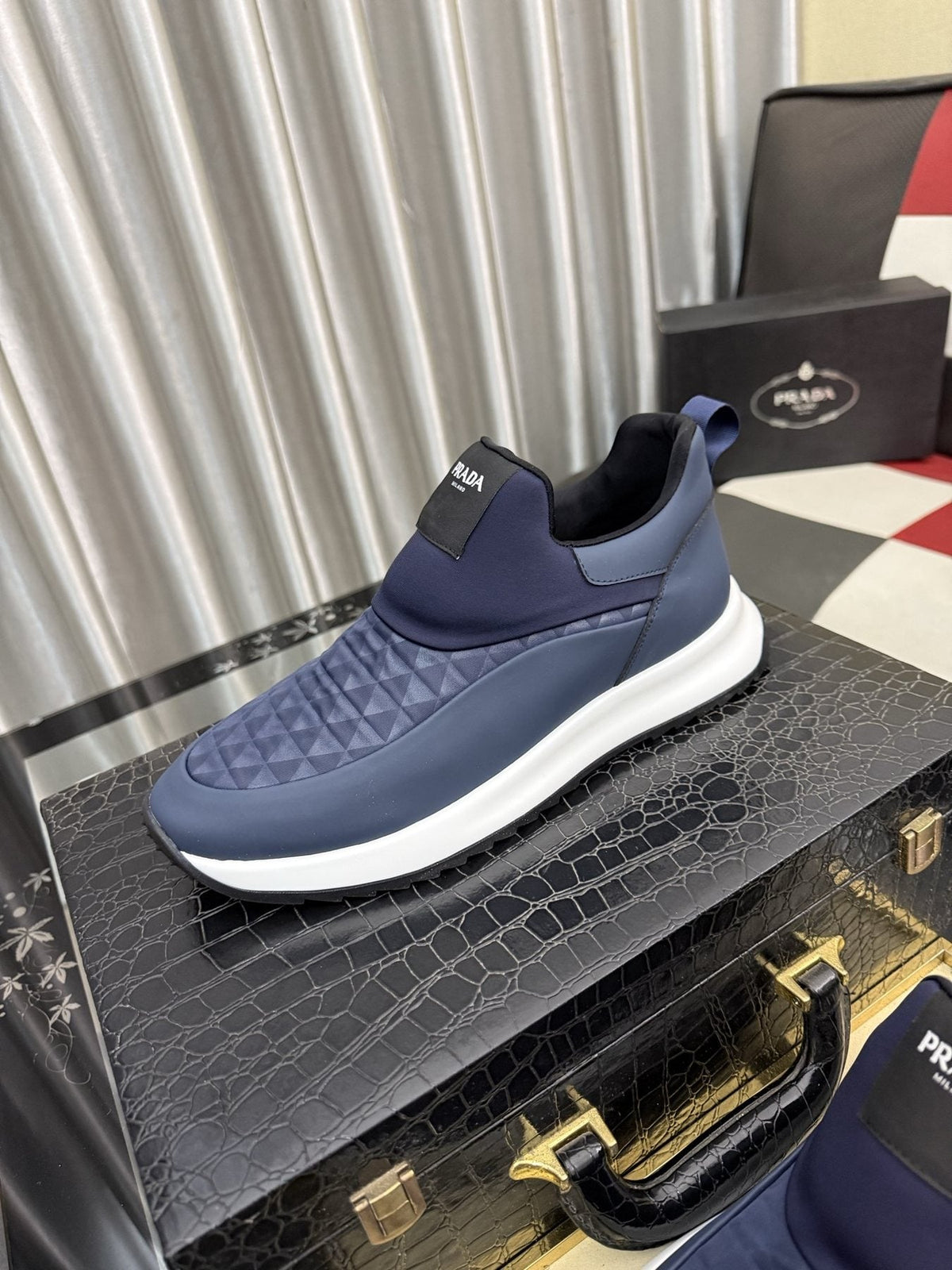 Prada Textured Slip-On Sneakers — front