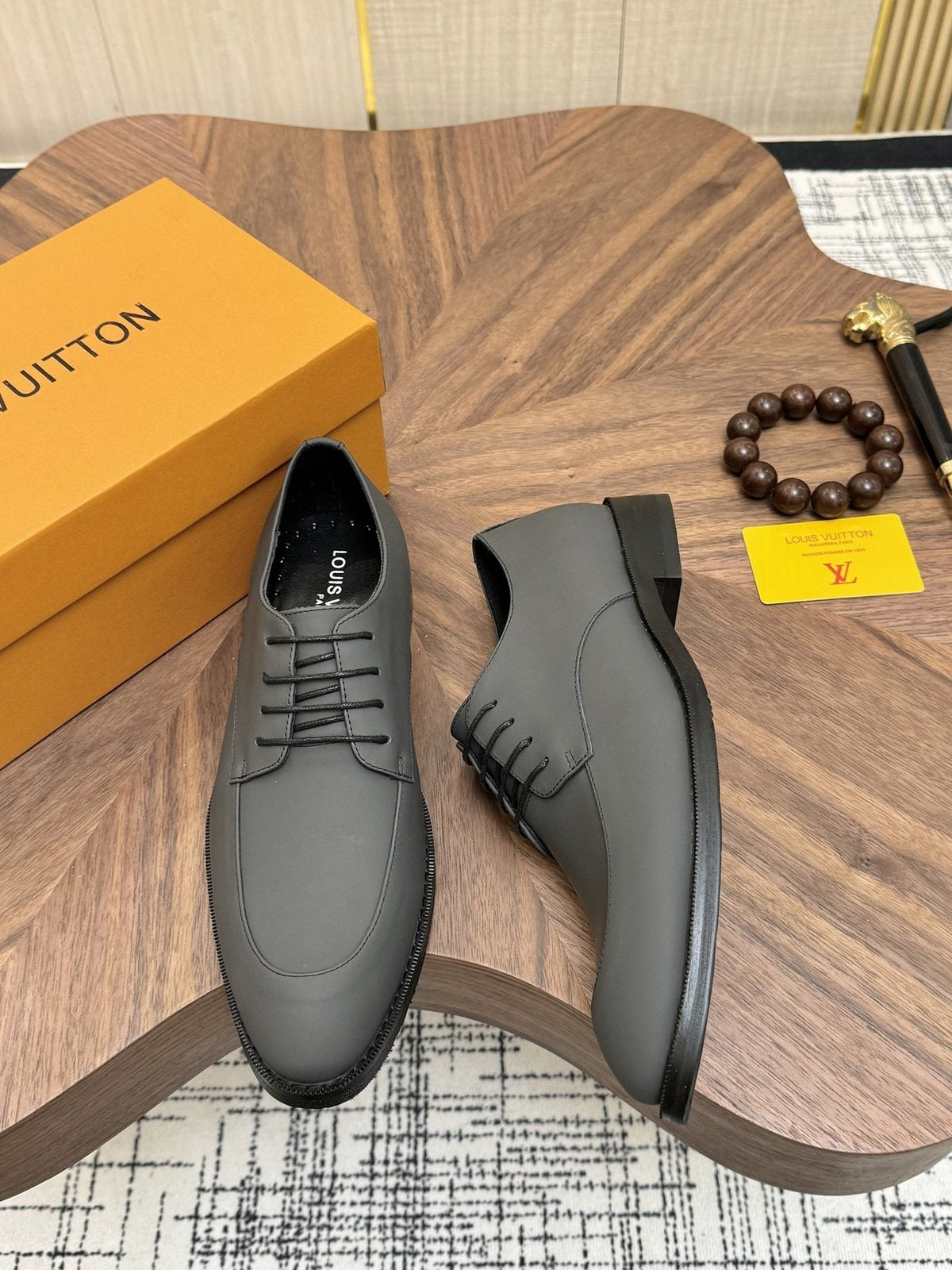 Louis Vuitton Plain-Toe Lace-Up Shoes — front