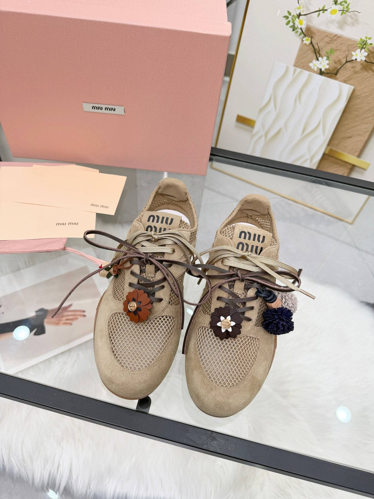 Miu Miu Floral Charm Sneakers — front