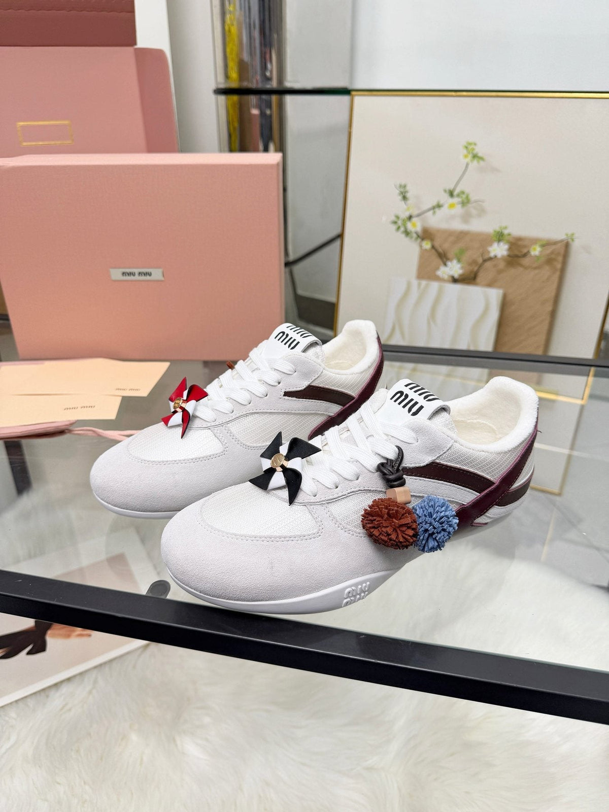 Miu Miu Floral Charm Sneakers — front